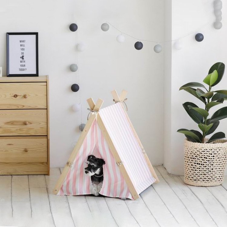 Pet Teepee Tent for Small Dogs or Cats Portable Puppy Sweet Bed Washable Dog or Cat Houses with Cushion