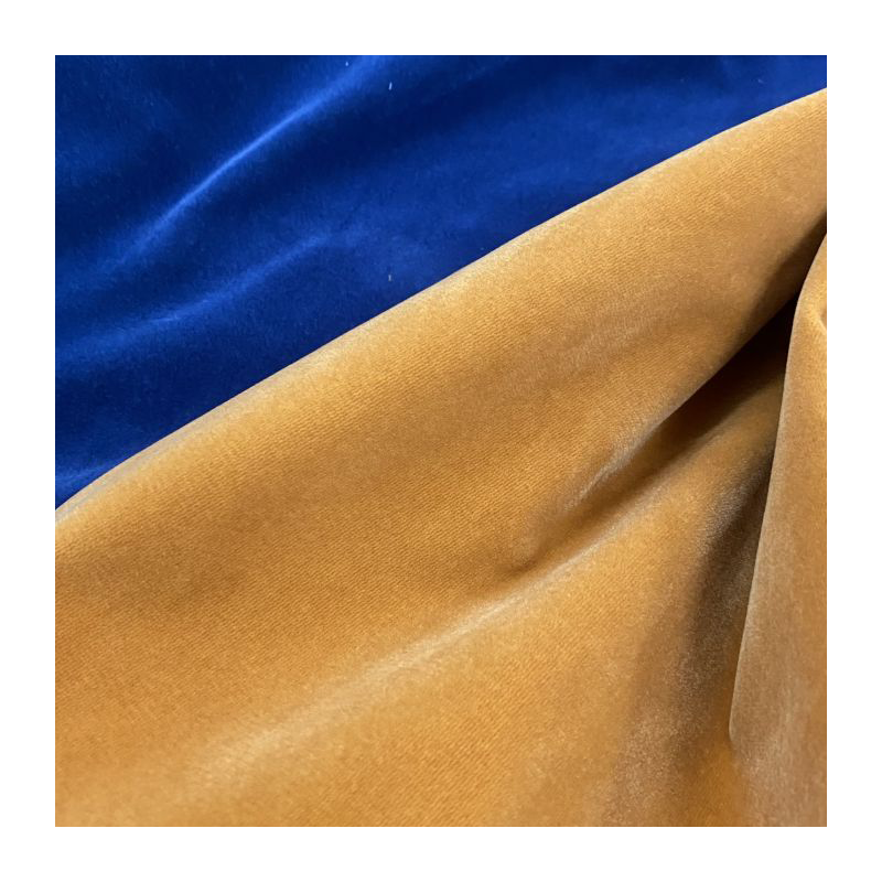 Wholesale blue Velvet Flocked Upholstery Fabric warp knitted Flocked Upholstery Fabric