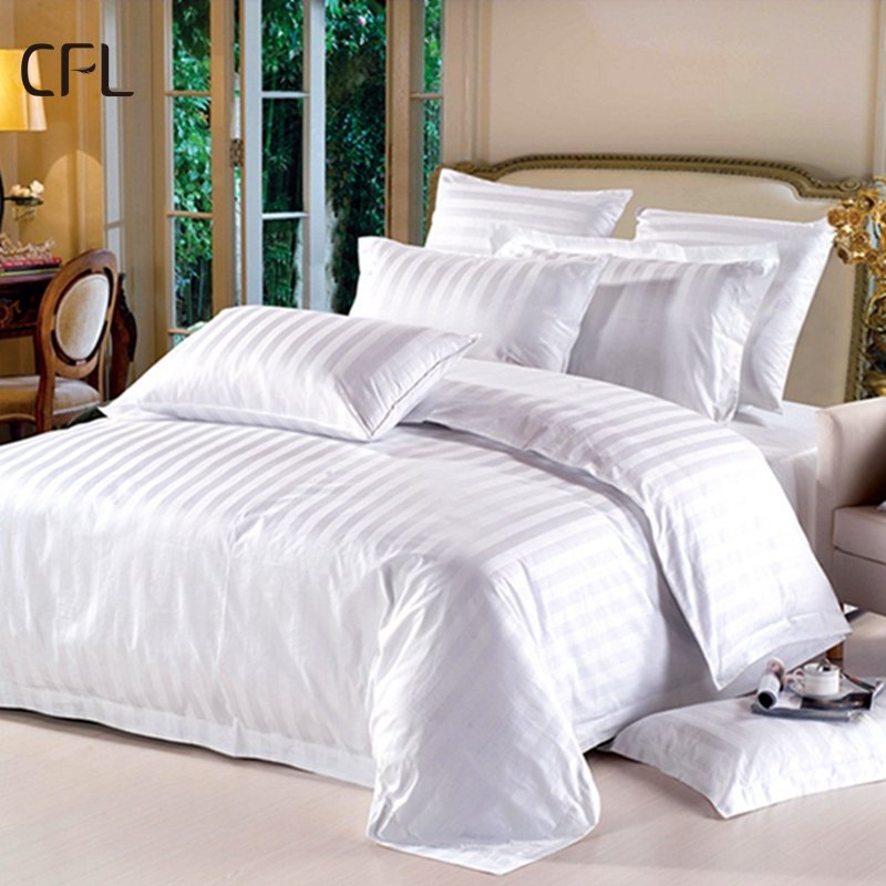 200TC--1000TC hotel textile bed linen plain white satin fabric hotel cheap stripe bedsheet 100% pure cotton