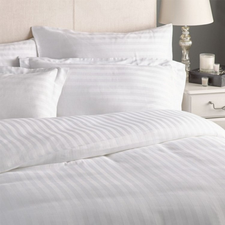200TC--1000TC hotel textile bed linen plain white satin fabric hotel cheap stripe bedsheet 100% pure cotton