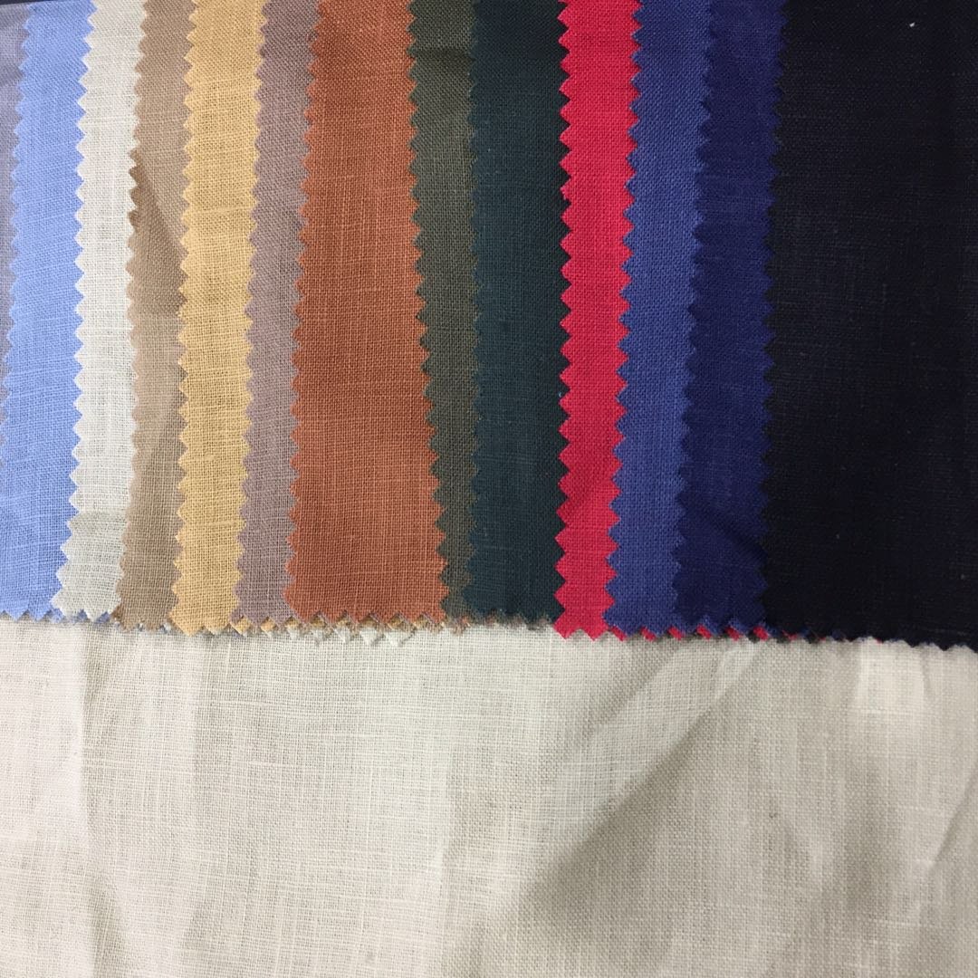 Ready goods plain 100% pure flax linen fabric price per meter for shirt