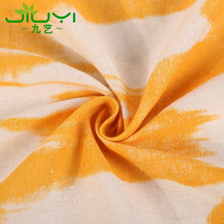 China supplier woven custom printed yellow cotton soft linen suit fabric wholesale