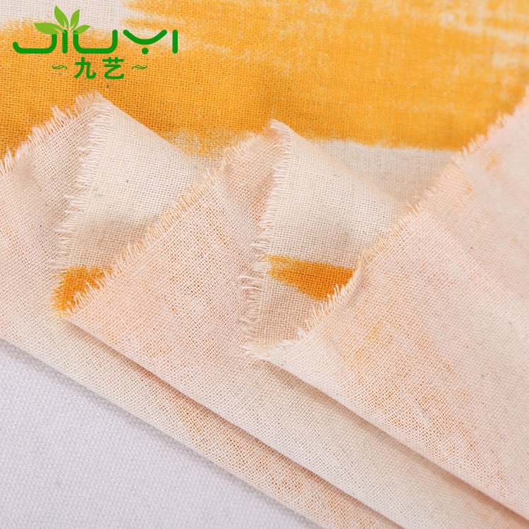 China supplier woven custom printed yellow cotton soft linen suit fabric wholesale