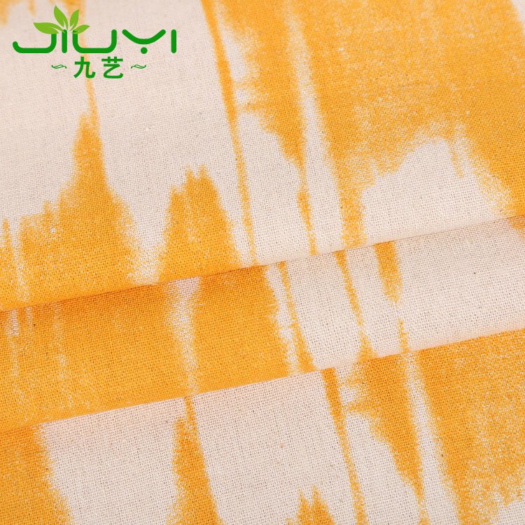 China supplier woven custom printed yellow cotton soft linen suit fabric wholesale