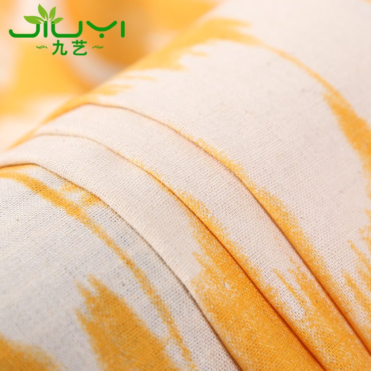 China supplier woven custom printed yellow cotton soft linen suit fabric wholesale