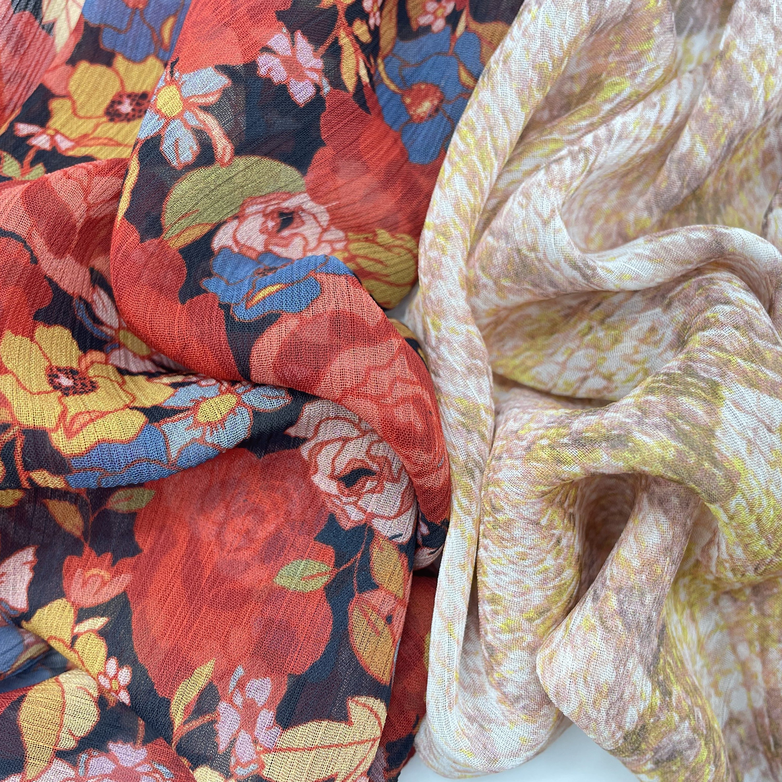 100% polyester floral textiles georgette printing plain crepe printed chiffon fabric for women dress
