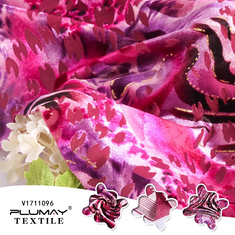 New design knitted print polyester nylon spandex burnout velvet fabric for garments