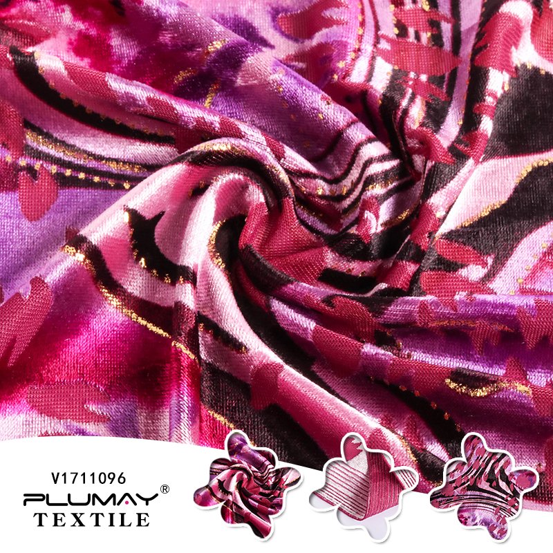 New design knitted print polyester nylon spandex burnout velvet fabric for garments