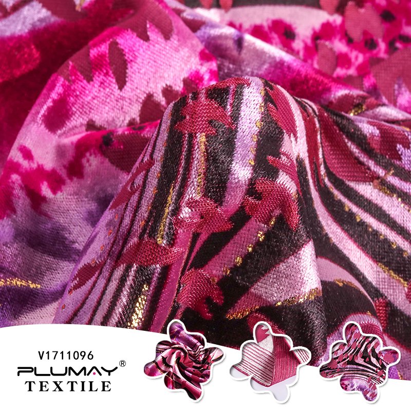 New design knitted print polyester nylon spandex burnout velvet fabric for garments
