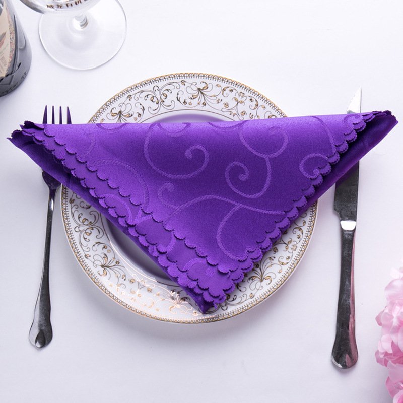 Wholesale price Pink Solid Color Washable Re-usable 100% polyester Damask table linen wedding banquet napkin for restaurant
