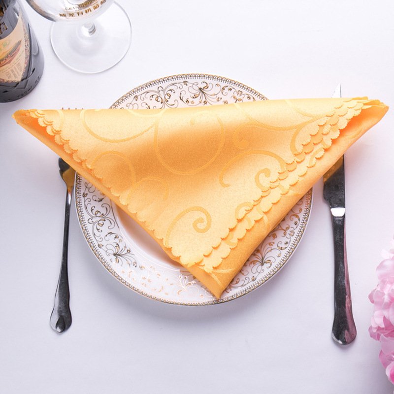 Wholesale price Pink Solid Color Washable Re-usable 100% polyester Damask table linen wedding banquet napkin for restaurant
