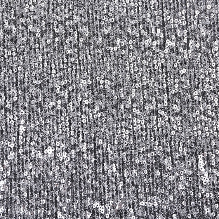 Polyester stretch lurex pleter glitter 3mm silver sequin fabric for club dress S-10358