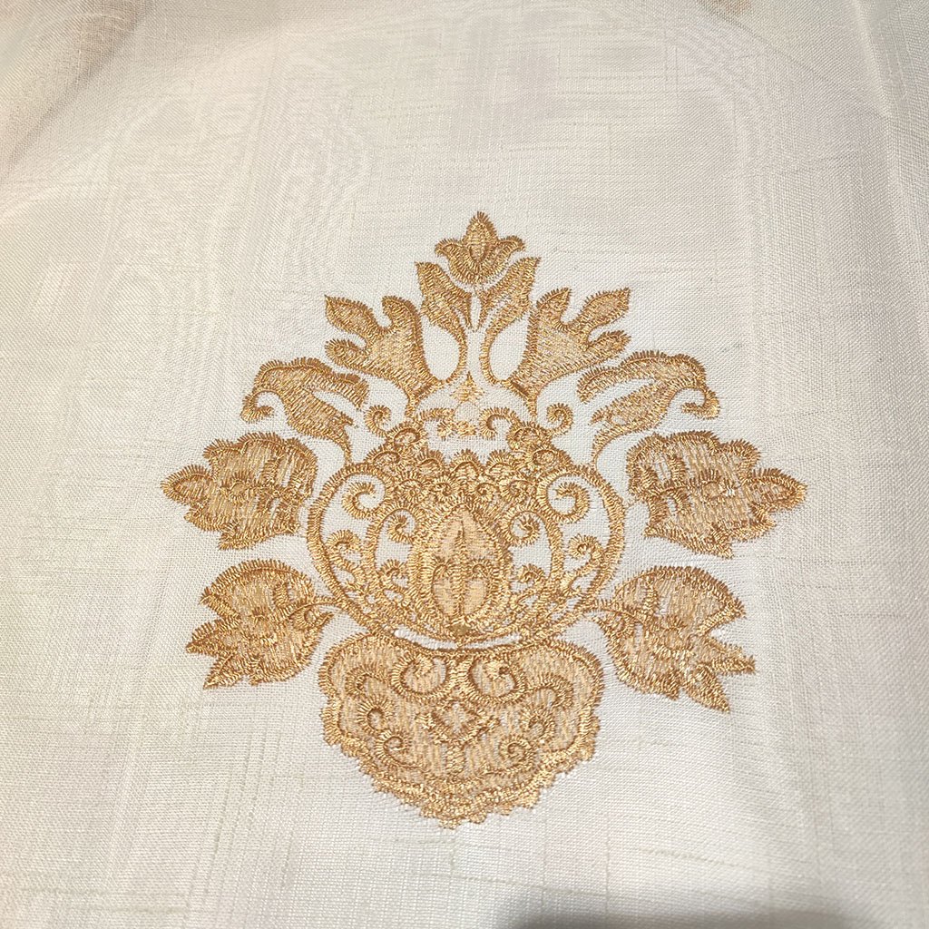 100%polyester linen look embroidery fabric curtain for the living room