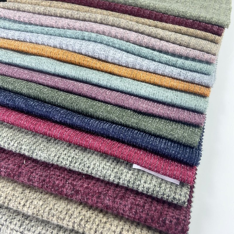 INDIAN KNITTED RIB FABRIC Hacci ANGORA RIB 100% Polyester Flax Knitting Jersey Fabric for women garment