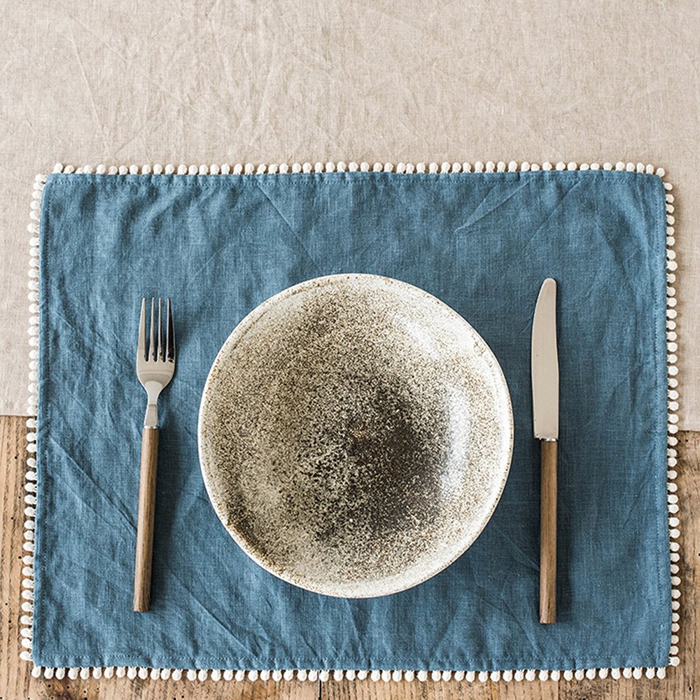 Lace trim cotton linen cloth Napkin for hotel pure Linen placemat for hotel organic embroidered Linen cotton Wedding Napkins
