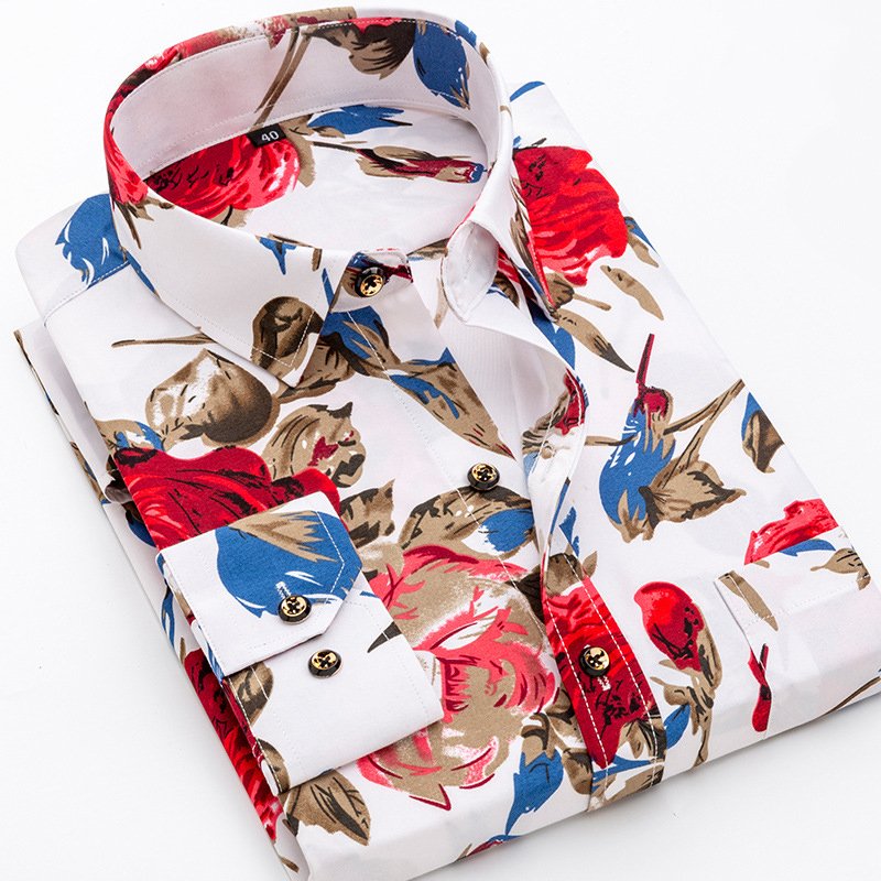 Fashion Style ODM & OEM Long Sleeve Square Collar Shirt Camisa casual estampada para hombre Soft Fabric Men Casual Printed Shirt