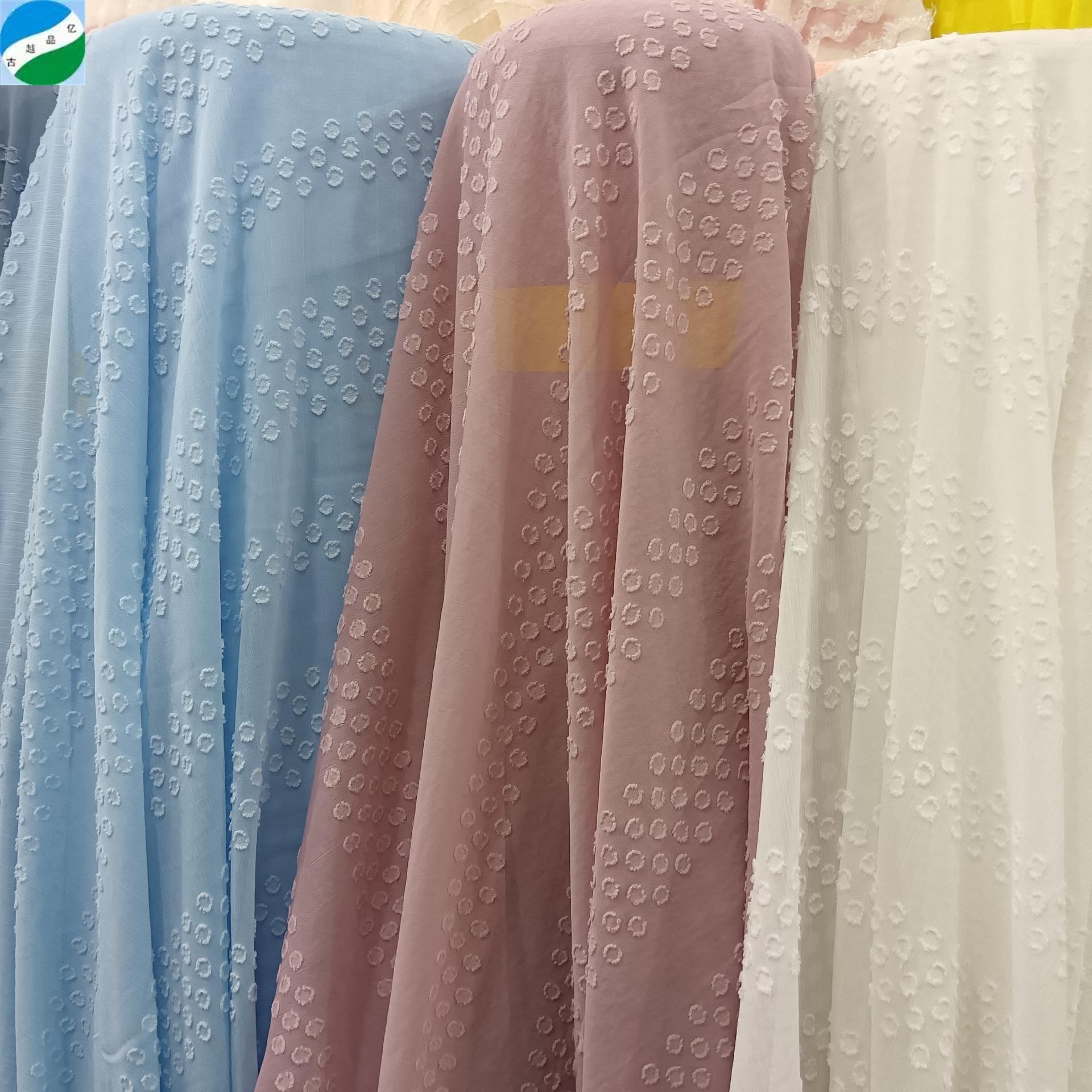 good selling big quantity 100% polyester fabric chiffon dobby dyed stock fabric from shaoxing telas de china