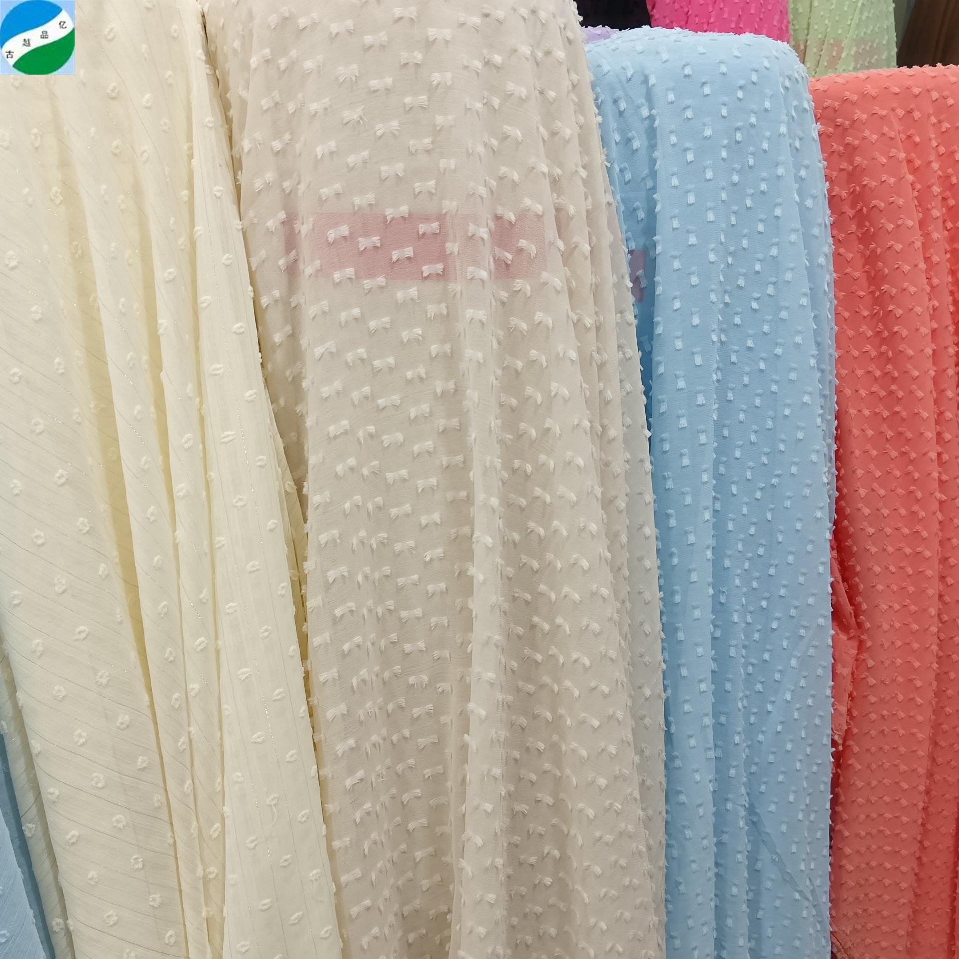 good selling big quantity 100% polyester fabric chiffon dobby dyed stock fabric from shaoxing telas de china