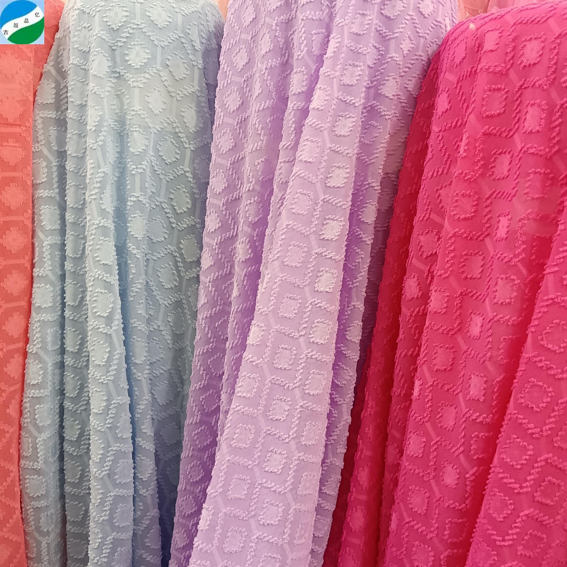 good selling big quantity 100% polyester fabric chiffon dobby dyed stock fabric from shaoxing telas de china