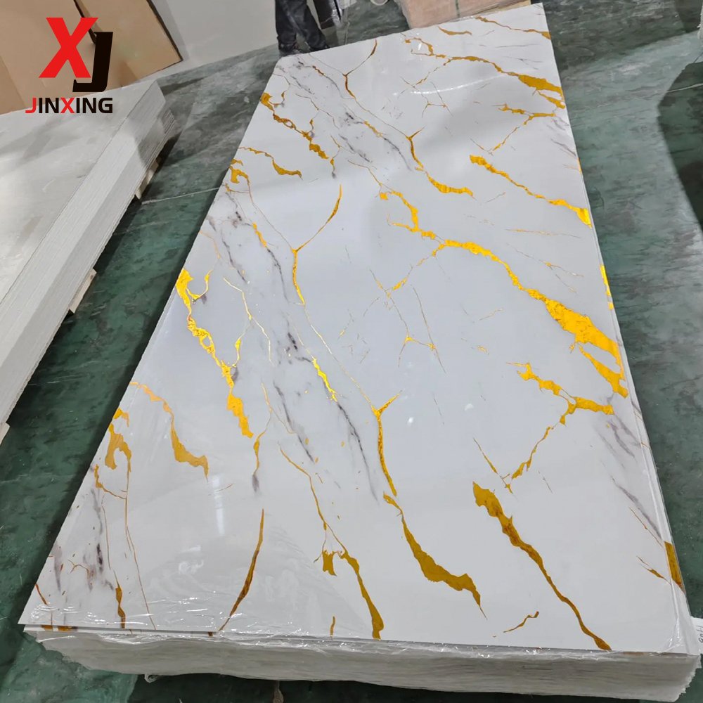 JX Modern High gloss marble Mirror surface Water ripple WPC Carbon Rock Panels Fabric Wood grain Charcoal Bamboo Wall Panel 3mm