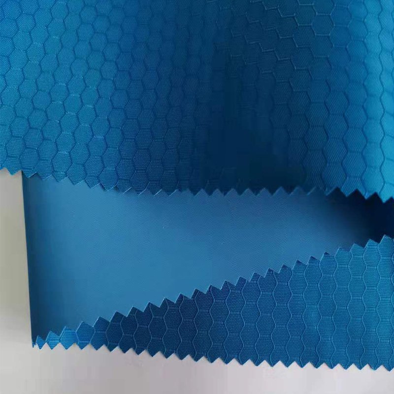 Factory cheap price PVC Coated 210D FDY Polyester Honeycomb Ripstop Plaid Hexagon Football Pattern for School Bag