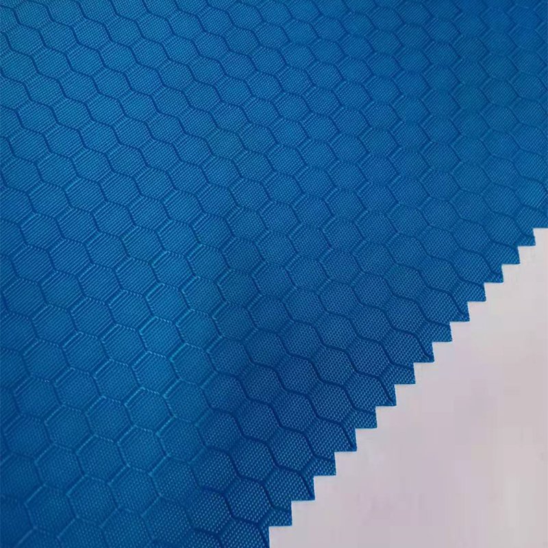 Factory cheap price PVC Coated 210D FDY Polyester Honeycomb Ripstop Plaid Hexagon Football Pattern for School Bag