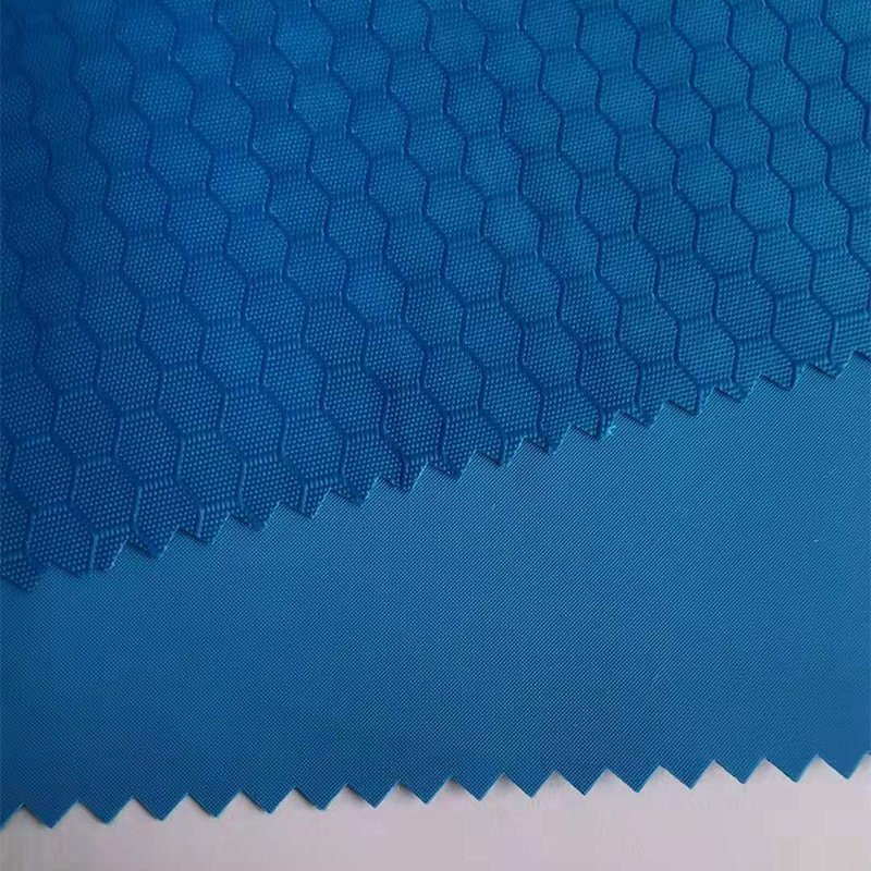 Factory cheap price PVC Coated 210D FDY Polyester Honeycomb Ripstop Plaid Hexagon Football Pattern for School Bag
