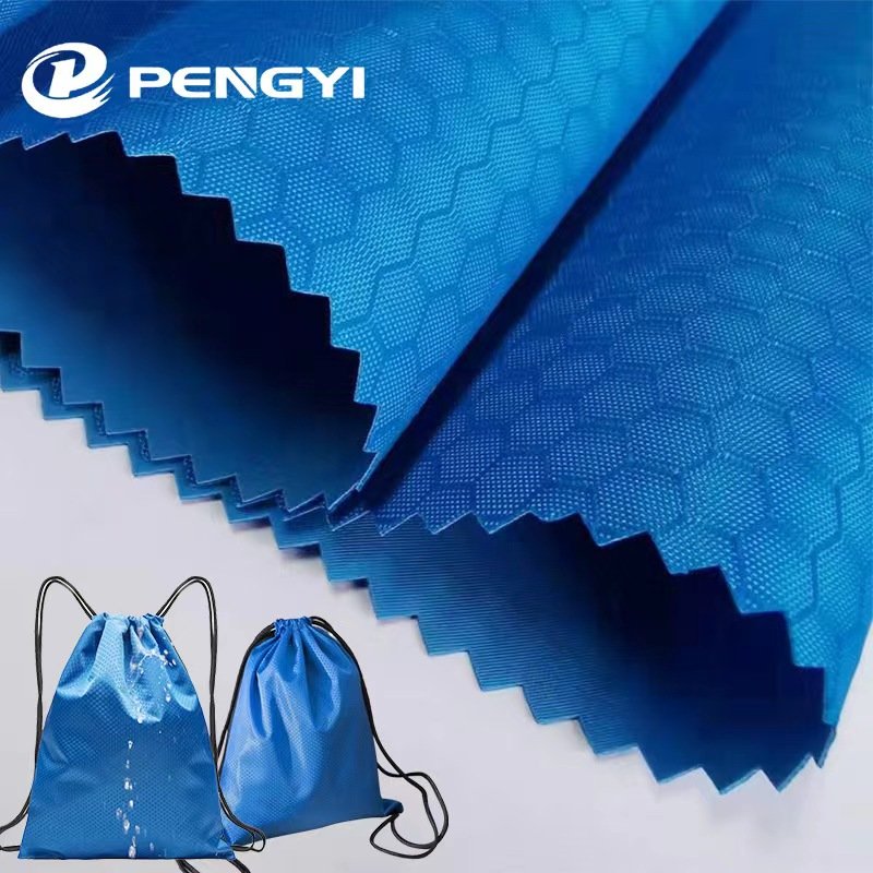 Factory cheap price PVC Coated 210D FDY Polyester Honeycomb Ripstop Plaid Hexagon Football Pattern for School Bag