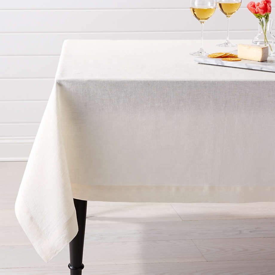 100% pure washed linen solid tablecloth rectangular white wedding for dining kitchen