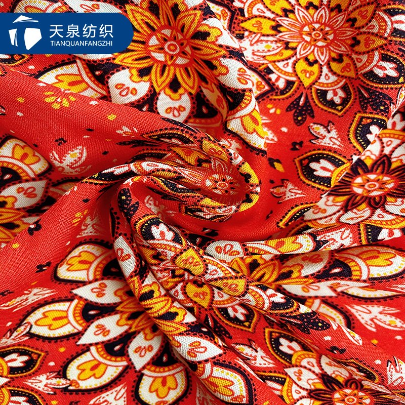 Fabric for Women's Dress Spun Rayon Woven Rayon Poplin Printed Flower Best Selling Beach Plain Lightweight Viscose Fabric Shirt
