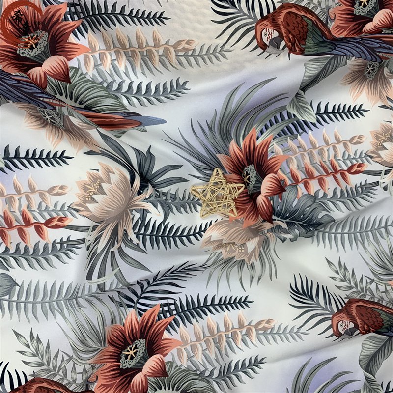 HOT SELL CUSTOM POLYESTER DIGITAL PRINT FLOWERS FABRIC FOR WOMEN DRESS AND PAJAMAS