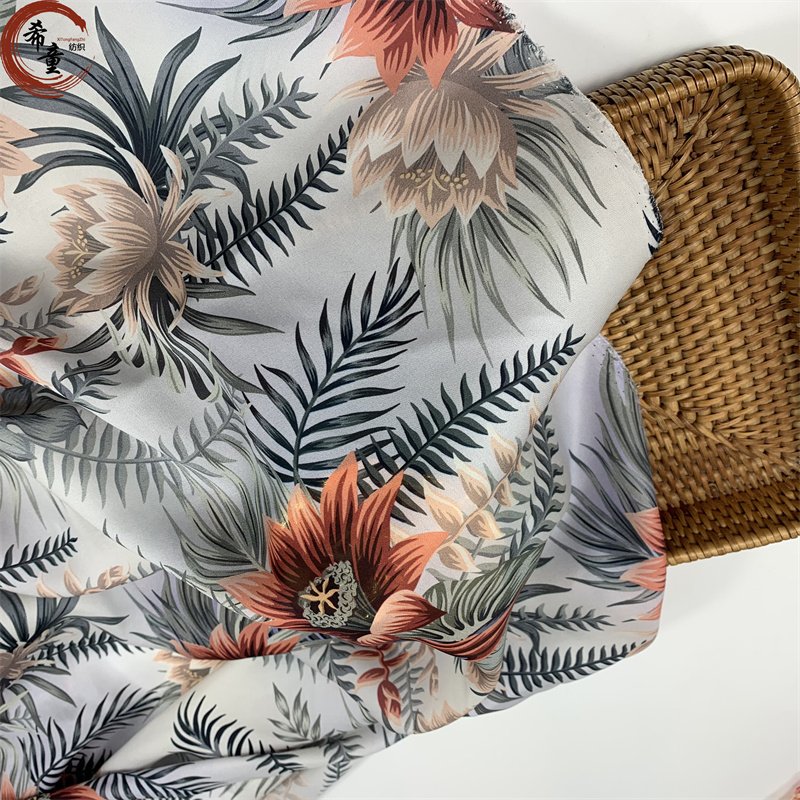 HOT SELL CUSTOM POLYESTER DIGITAL PRINT FLOWERS FABRIC FOR WOMEN DRESS AND PAJAMAS
