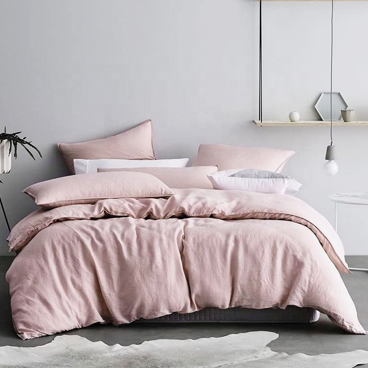 wholesale french white luxury pure linen Duvet cover set linen bedding set