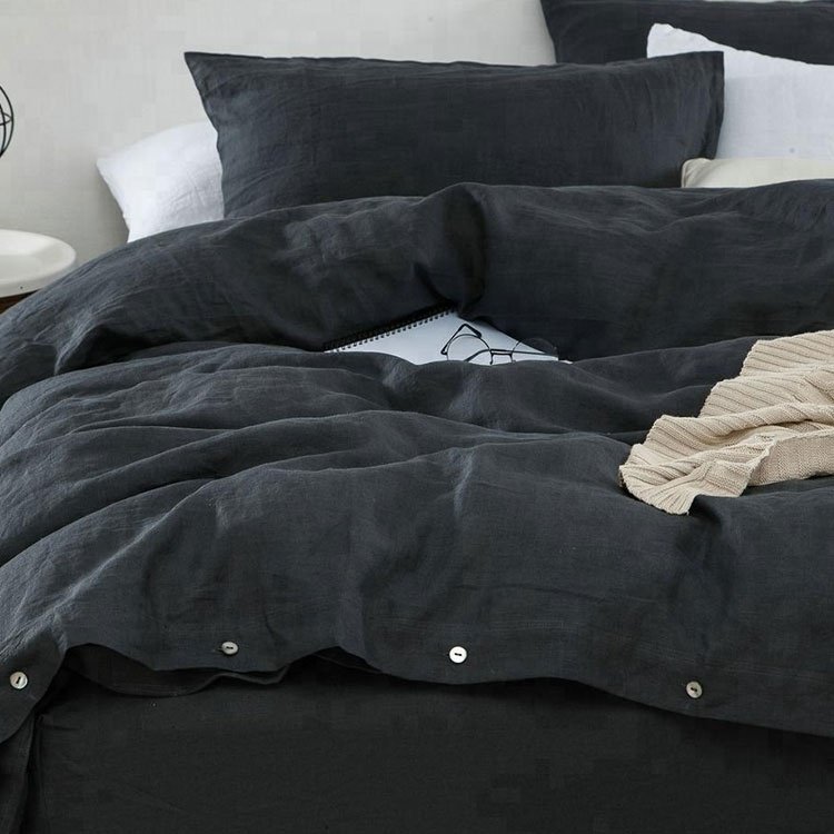 wholesale french white luxury pure linen Duvet cover set linen bedding set
