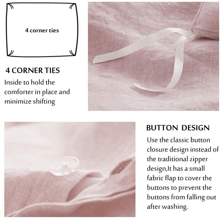 wholesale french white luxury pure linen Duvet cover set linen bedding set
