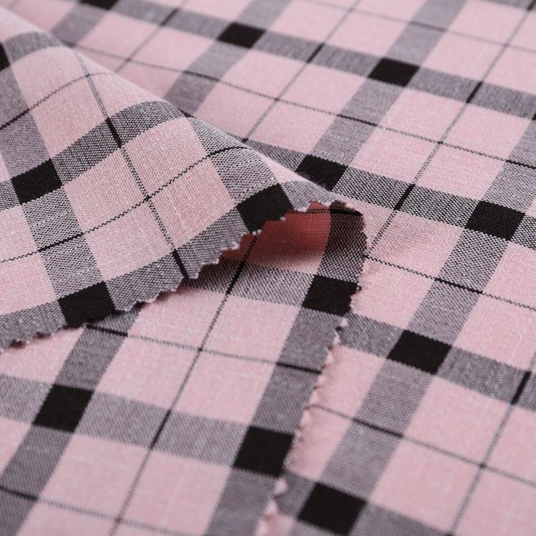 Good quality wholesale price 200GSM polyester rayon bamboo fiber and spandex plaid check TR woven fabric for t-shirt or skirt