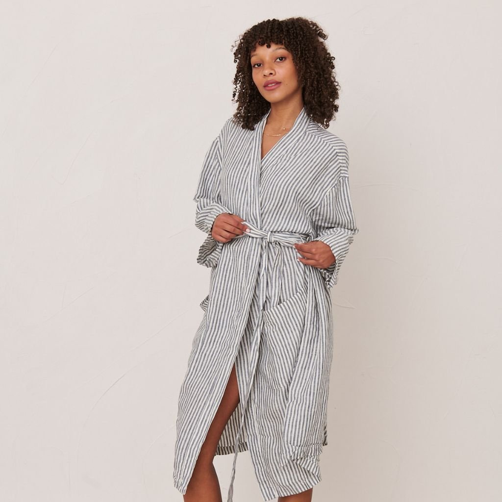 Customized 100% Flax Linen Fabric Solid Dyed striped fabric for Breathable Natural for Clothing