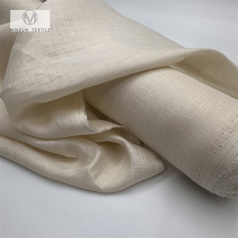 Mindun 100% Linen Fabric Eco Friendly Lightweight Solid Dyed Pure White Woven Plain Fabric Pure Linen For Men's Shirt Dress