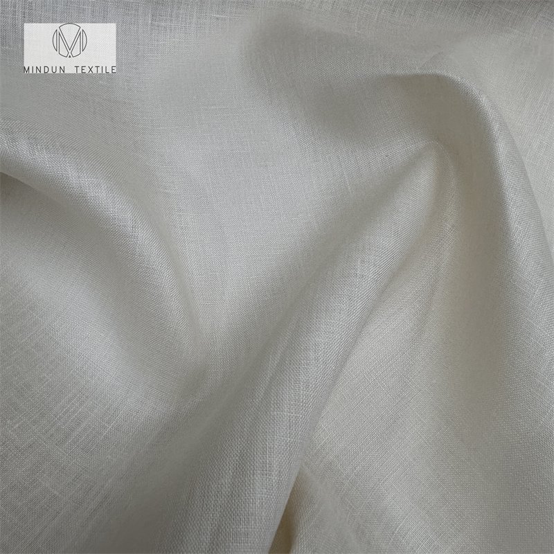 Mindun 100% Linen Fabric Eco Friendly Lightweight Solid Dyed Pure White Woven Plain Fabric Pure Linen For Men's Shirt Dress