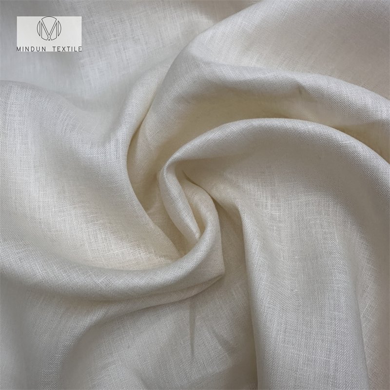 Mindun 100% Linen Fabric Eco Friendly Lightweight Solid Dyed Pure White Woven Plain Fabric Pure Linen For Men's Shirt Dress