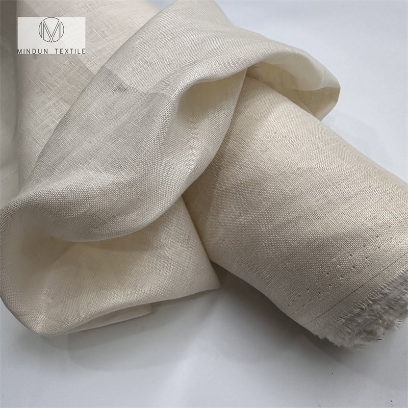 Mindun 100% Linen Fabric Eco Friendly Lightweight Solid Dyed Pure White Woven Plain Fabric Pure Linen For Men's Shirt Dress