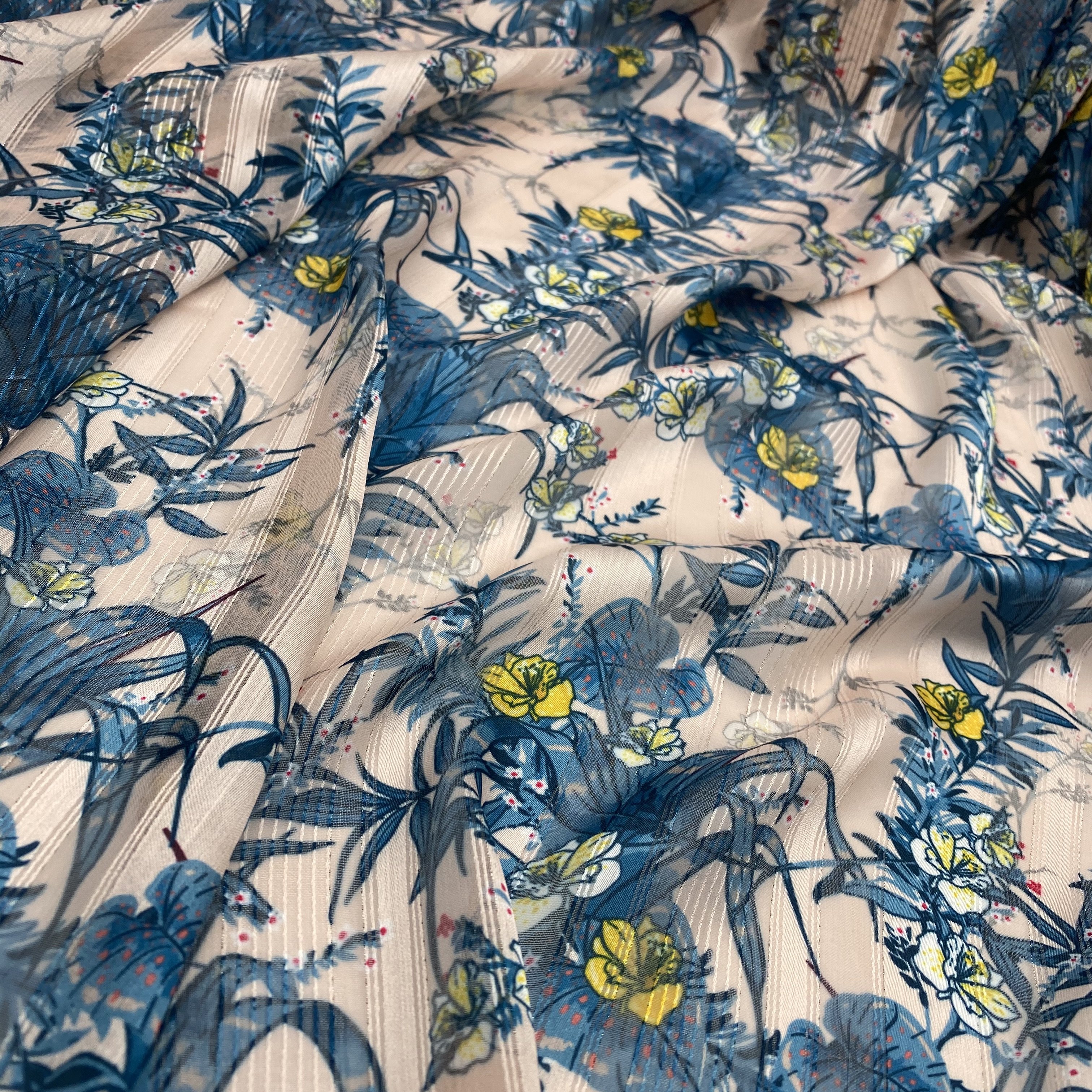 textile suppliers wholesale stripe polyester metallic design chiffon fabric flower digital printing fabric for clothing