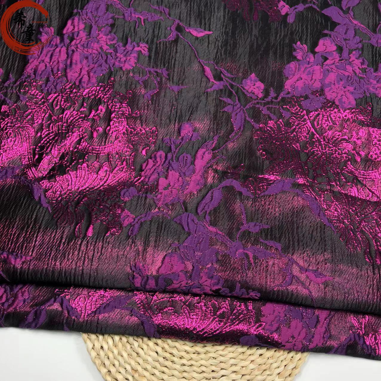 100% Polyester Textured Tinsel Floral Pattern Yarn Dyed Metallic Woven Brocade Jacquard Fabric For Dresses