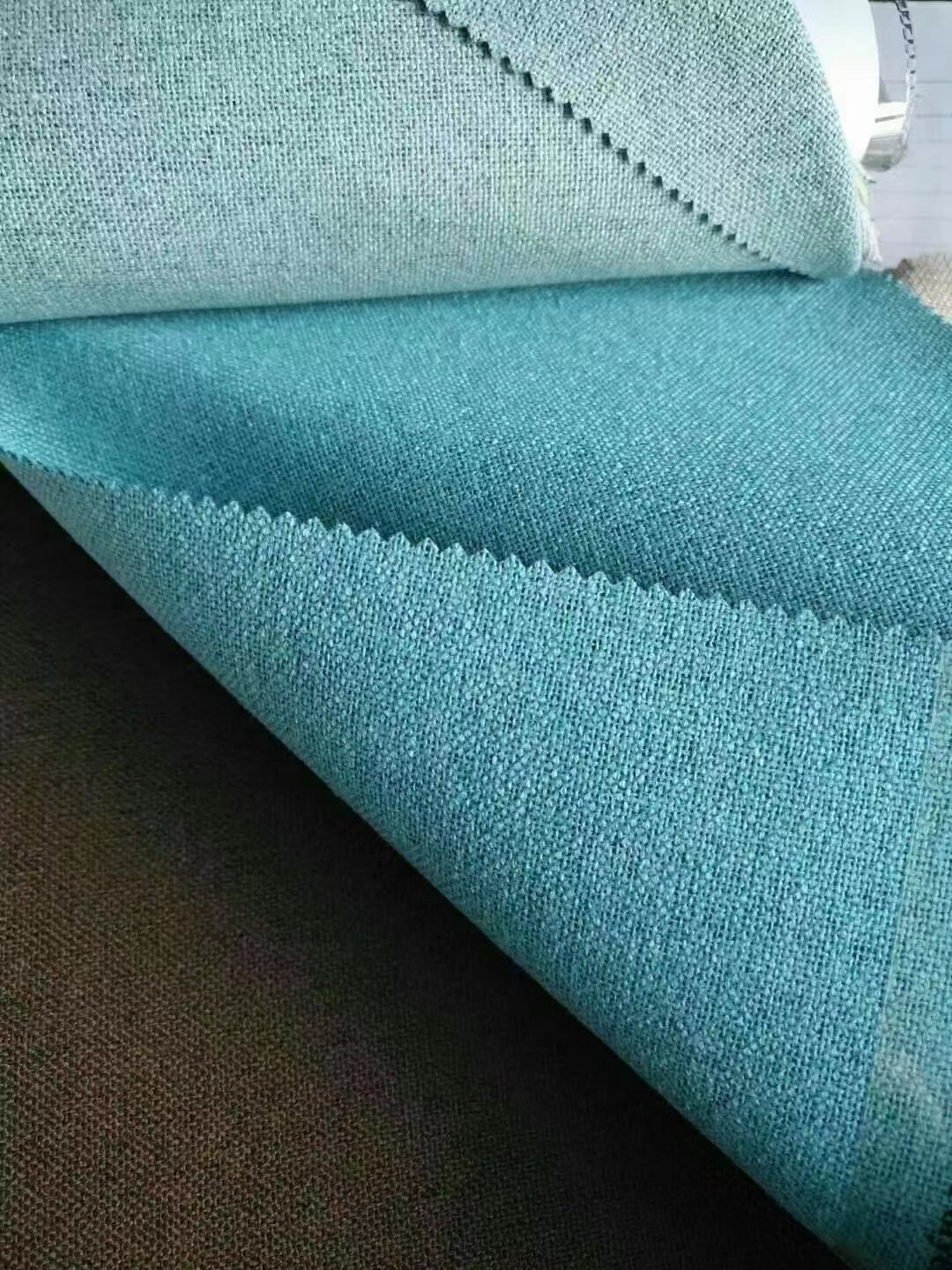 Popular design 100%Blackout both side upholstery polyester linen like curtain fabric hometextile