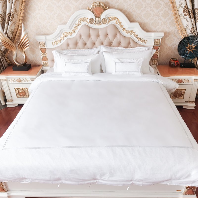 Certified 250Tc Custom Logo Prue Cotton Fabric Hotel Cotton Bed Linen Bedsheet Bedding Set