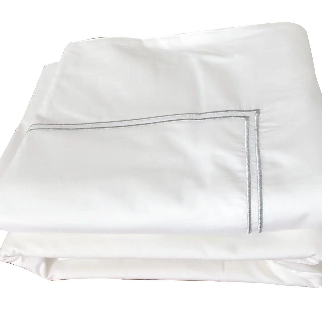 Certified 250Tc Custom Logo Prue Cotton Fabric Hotel Cotton Bed Linen Bedsheet Bedding Set