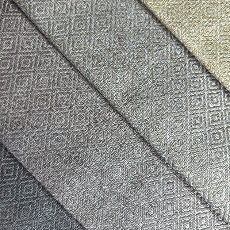 Hot Sale 100% Polyester Linen Fabric uk Rhombic Sofa Linen Colour For Salelinen Sofa Covers