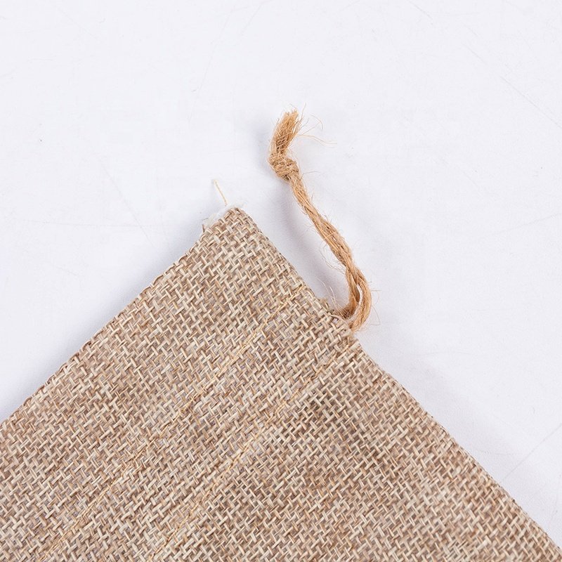 Factory Wholesale Custom Printed Small Jute Coffee Drawstring Pouch Burlap Gift Bags