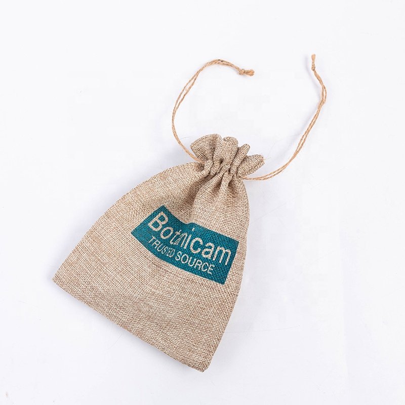 Factory Wholesale Custom Printed Small Jute Coffee Drawstring Pouch Burlap Gift Bags