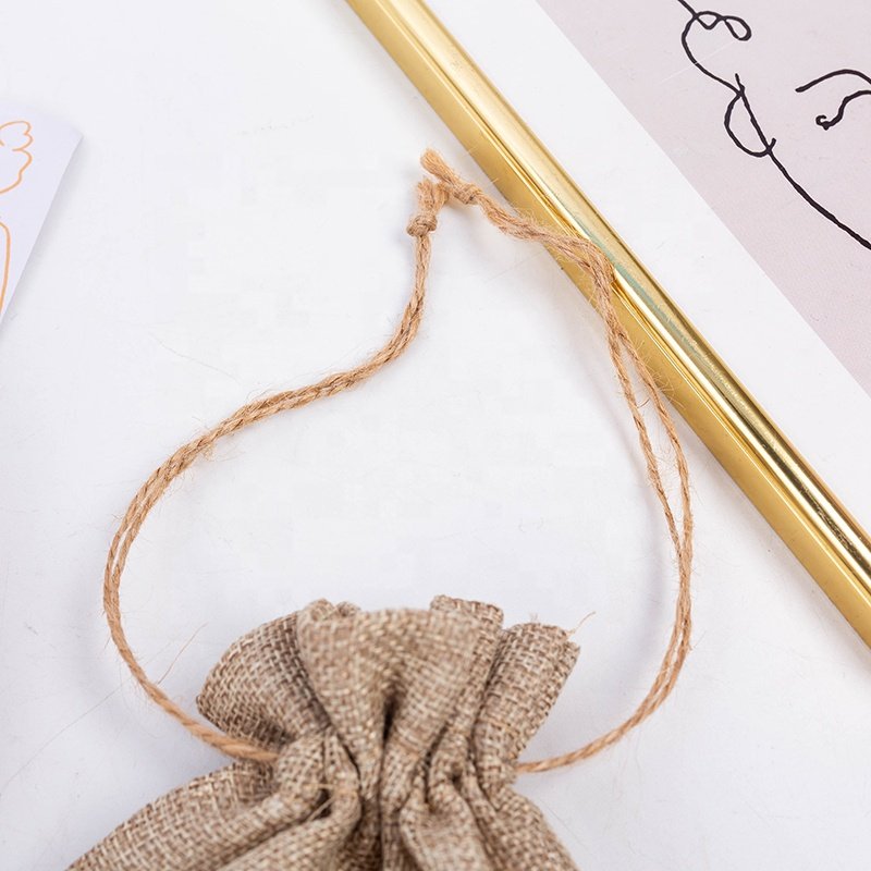 Factory Wholesale Custom Printed Small Jute Coffee Drawstring Pouch Burlap Gift Bags